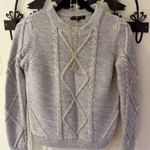 Banana Republic Light Gray Cable Knit Sweater